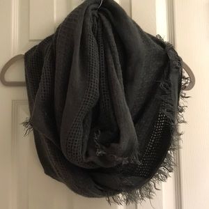 Gray Fringe Infinity Scarf